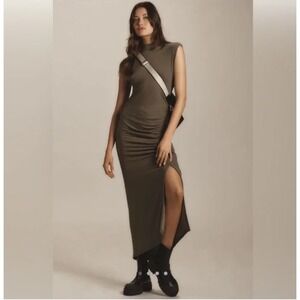 Anthropologie‎ Daily Practice Sleeveless Mock Neck Ruched Maxi Dress Size S
